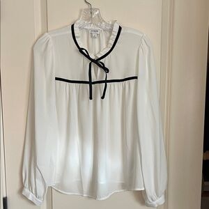 J. Crew Cream Blouse with Black Accents